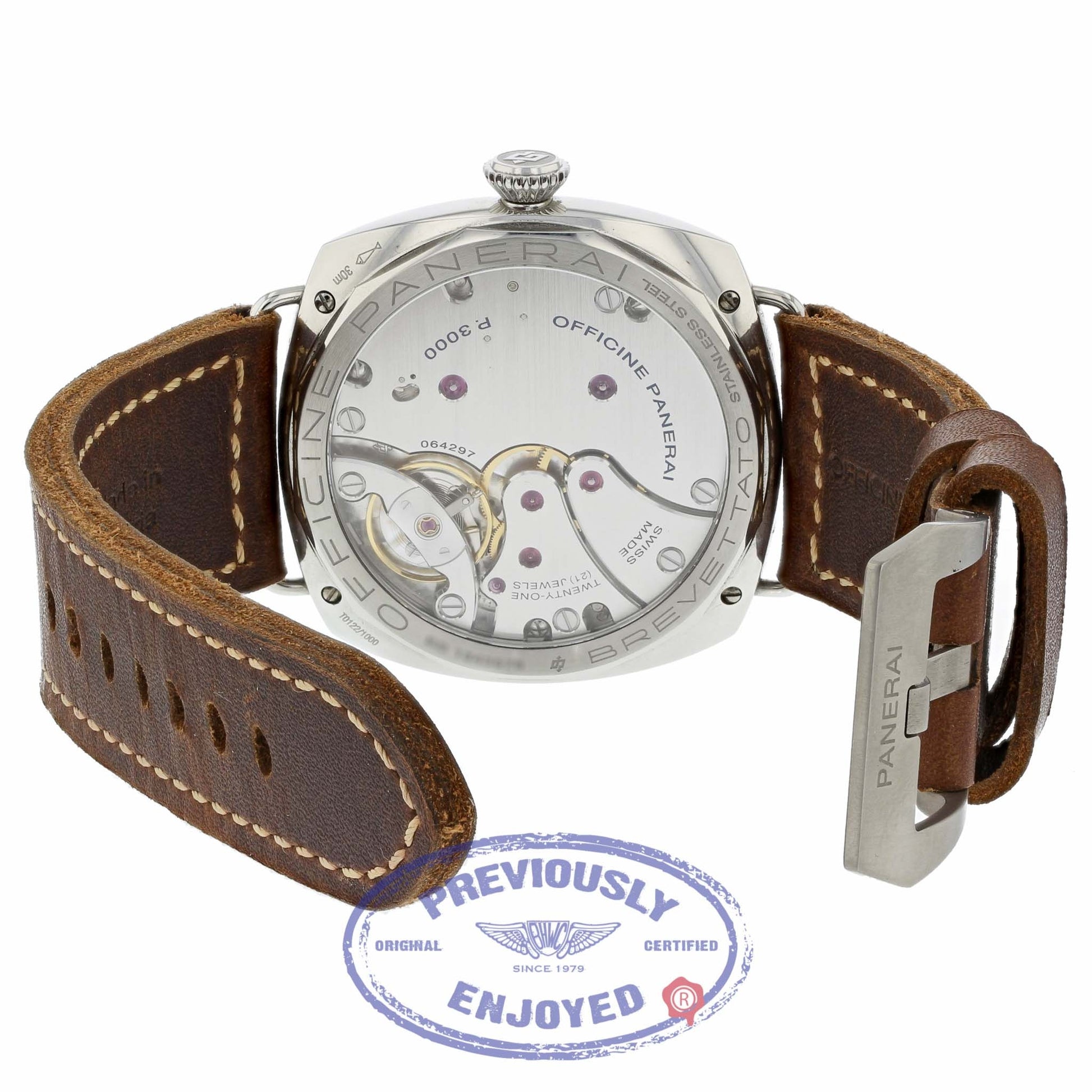 Panerai Radiomir 3 Days Acciaio Brevettato Manual Wind 47mm Stainless Steel Brown Dial and Strap PAM00687 8LTQMM - Beverly Hills Watch
