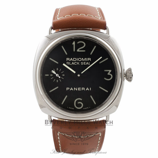 Panerai Radiomir Black Seal 45MM Stainless Steel Brown Leather Strap PAM00183 J9W1NC - Beverly Hills Watch Company Watch Store