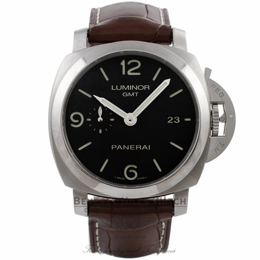 Panerai Luminor 1950 3 Day Power Reserve GMT Stainless Steel NIB PAM00320 9YDVLC - Beverly Hills Watch Company Watch Store