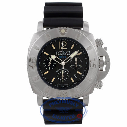 Panerai Submersible Limited Edition Stainless Steel Chronograph Black Dial Black Rubber Strap PAM00187 7R4UV0 - Beverly Hills Watch Company Watch Store