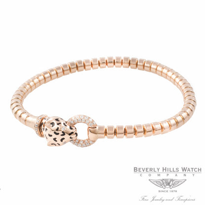Naira & C Panther Bracelet 18k Rose Gold Enamel and Diamonds Panther Bracelet OM-CCM10265/400/E/B RXRP9U - Beverly Hills Watch Company Jewelry