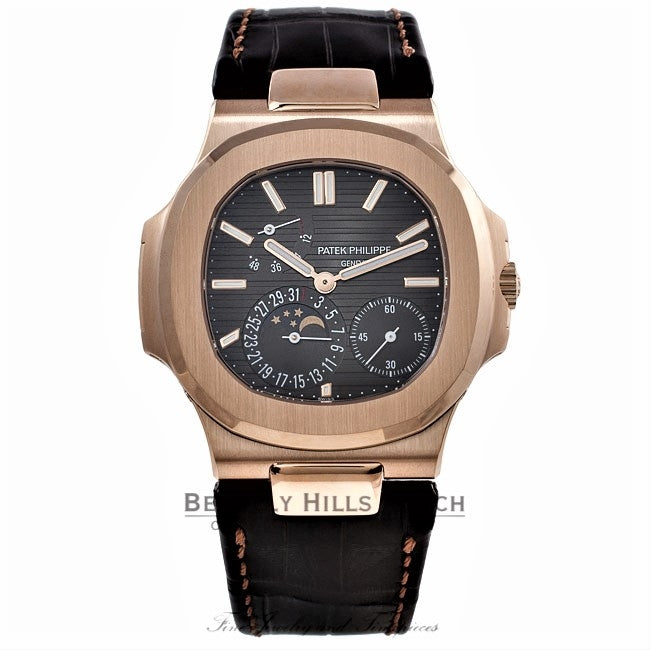 Patek Philippe Nautilus Rose Gold Power Reserve Moon Phases 5712r M5MF3M - Beverly Hills Watch Company