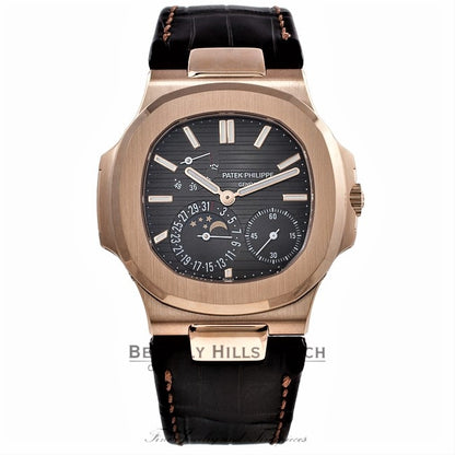 Patek Philippe Nautilus Rose Gold Power Reserve Moon Phases 5712r M5MF3M - Beverly Hills Watch Company