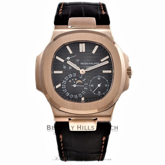 Patek Philippe Nautilus Rose Gold Power Reserve Moon Phases 5712r M5MF3M - Beverly Hills Watch Company