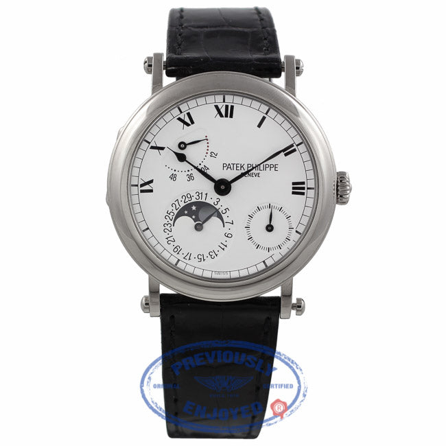 Patek Philippe 18k White Gold 36MM Moon Phase Power Reserve 5054G LUD73H - Beverly Hills Watch Company