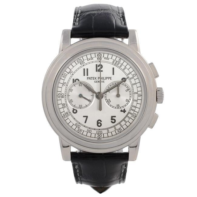 Patek Philippe Complications Chronograph 42mm White Gold Silver Dial 5070G-001 - Beverly Hills Watch Company
