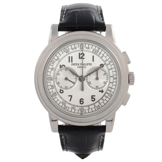 Patek Philippe Complications Chronograph 42mm White Gold Silver Dial 5070G-001 - Beverly Hills Watch Company