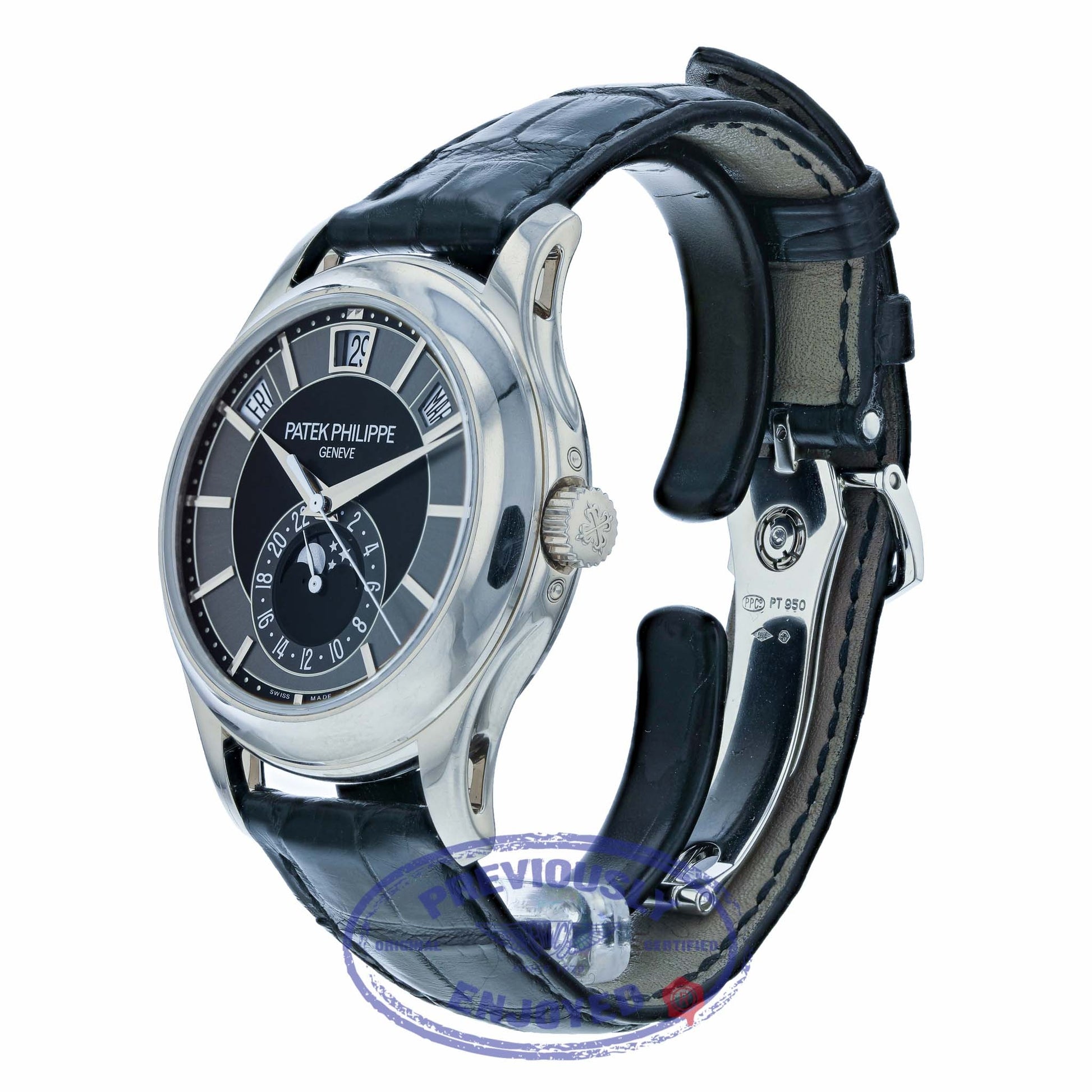 Patek Philippe Complications Annual Calendar Black and Grey Dial 40mm White Gold Watch 5205G-010 WVKF2X- Beverly Hills Watch