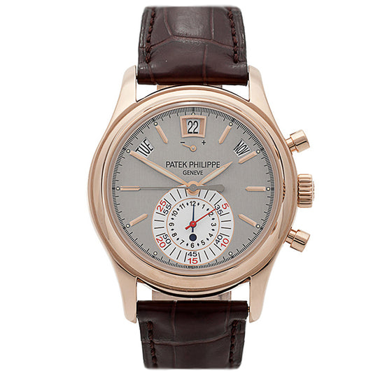 Patek Philippe Rose Gold Case Annual Calendar Chronograph Slate Dial 5960R-001 F5J4VD - Beverly hills Watch Company Watch Store