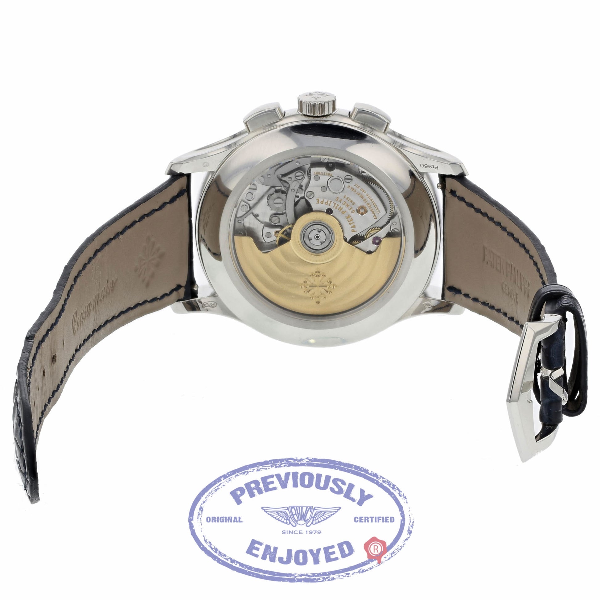 Patek Philippe Annual Chronograph Platinum 42mm Blue Dial 5905P-001 - Beverly Hills Watch Company