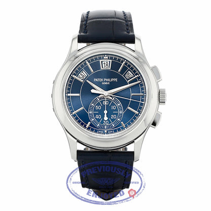 Patek Philippe Annual Chronograph Platinum 42mm Blue Dial 5905P-001 - Beverly Hills Watch Company