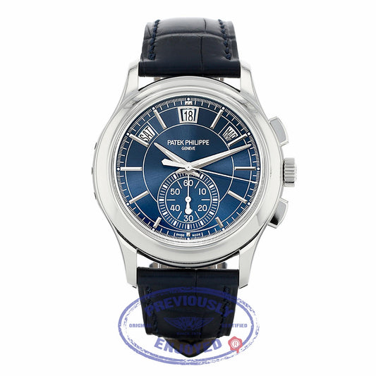 Patek Philippe Annual Chronograph Platinum 42mm Blue Dial 5905P-001 - Beverly Hills Watch Company