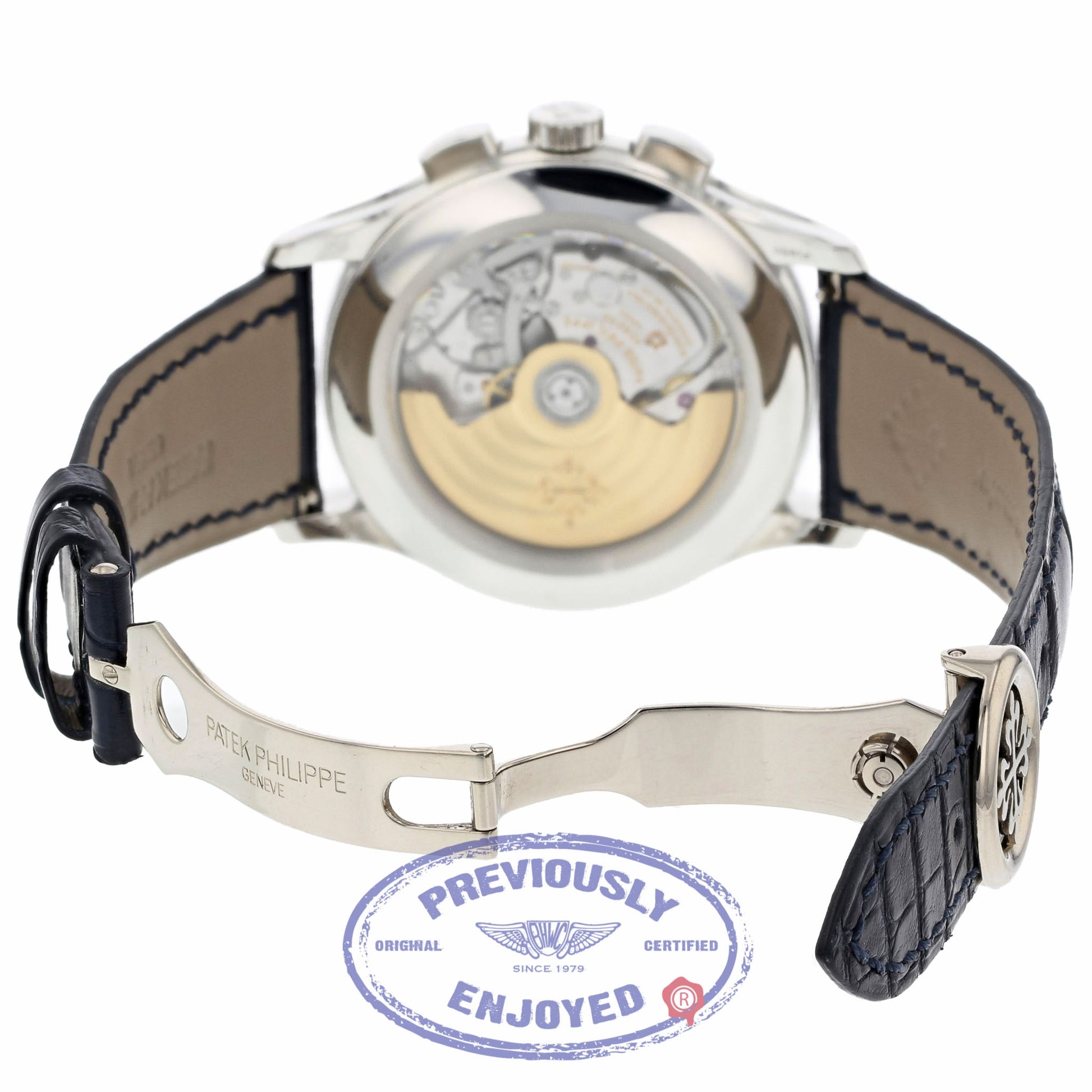 Patek Philippe Annual Chronograph Platinum 42mm Blue Dial 5905P-001 - Beverly Hills Watch Company