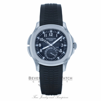 Patek Philippe Aquanaut Travel Time 40MM Stainless Steel Black Dial Black Rubber Strap 5164A-001 FH1Q4E - Beverly Hills Watch Company