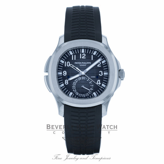 Patek Philippe Aquanaut Travel Time 40MM Stainless Steel Black Dial Black Rubber Strap 5164A-001 FH1Q4E - Beverly Hills Watch Company