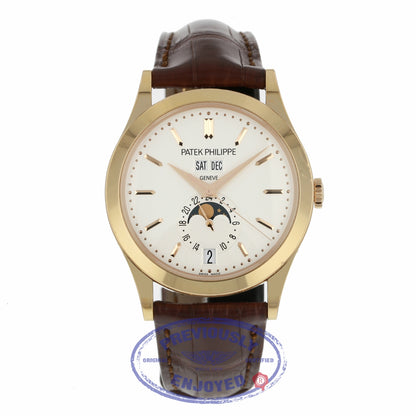 Patek Philippe 38mm Annual Calendar 18k Rose Gold White Dial Alligator Strap 5396R-011 JN9F63 - Beverly Hills Watch Company