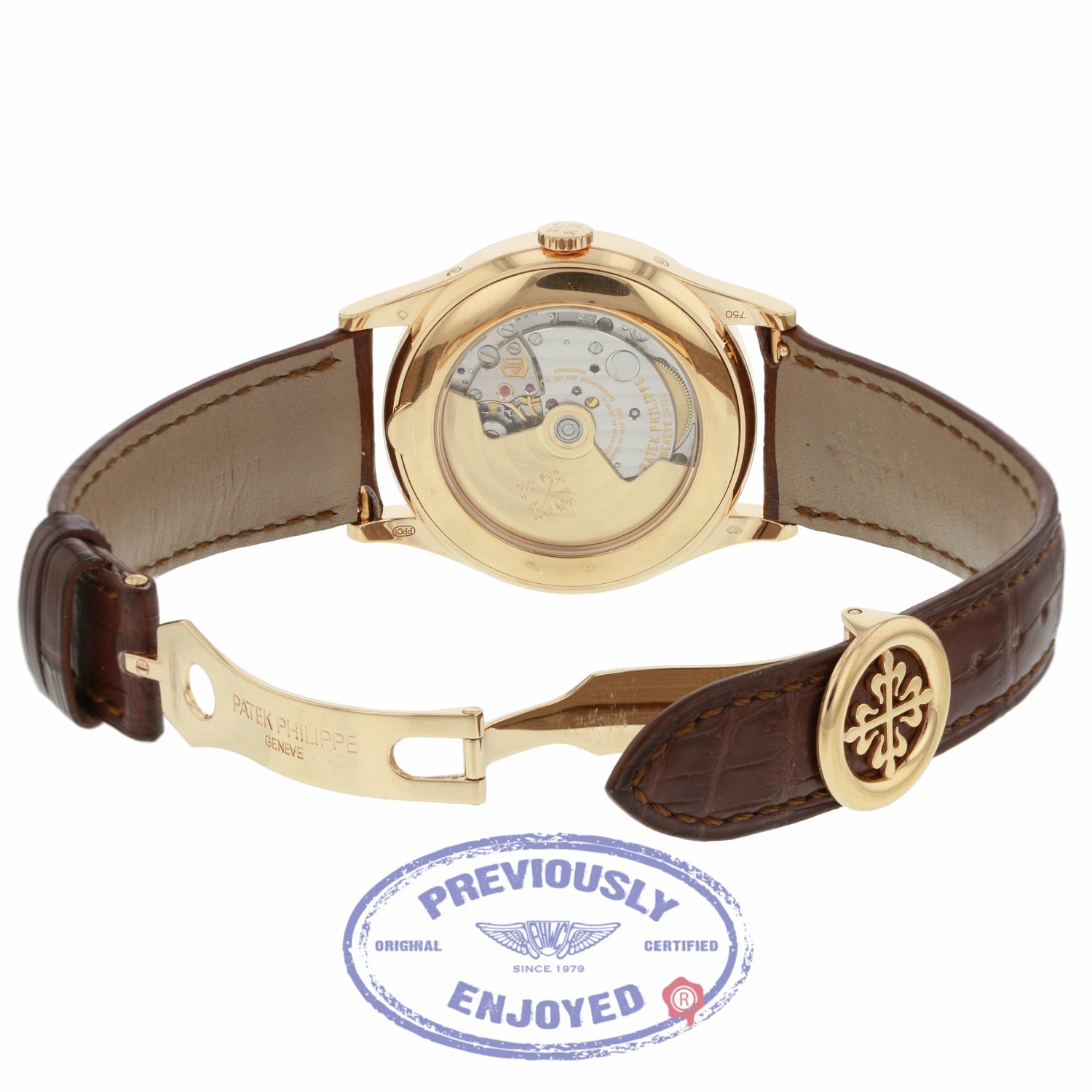 Patek Philippe 38mm Annual Calendar 18k Rose Gold White Dial Alligator Strap 5396R-011 JN9F63 - Beverly Hills Watch Company