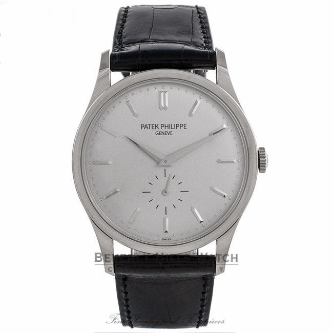 Patek Philippe Calatrava 37MM 18k White Gold Automatic Silver Dial 5196G-001 N7HCXJ - Beverly Hills Watch Company