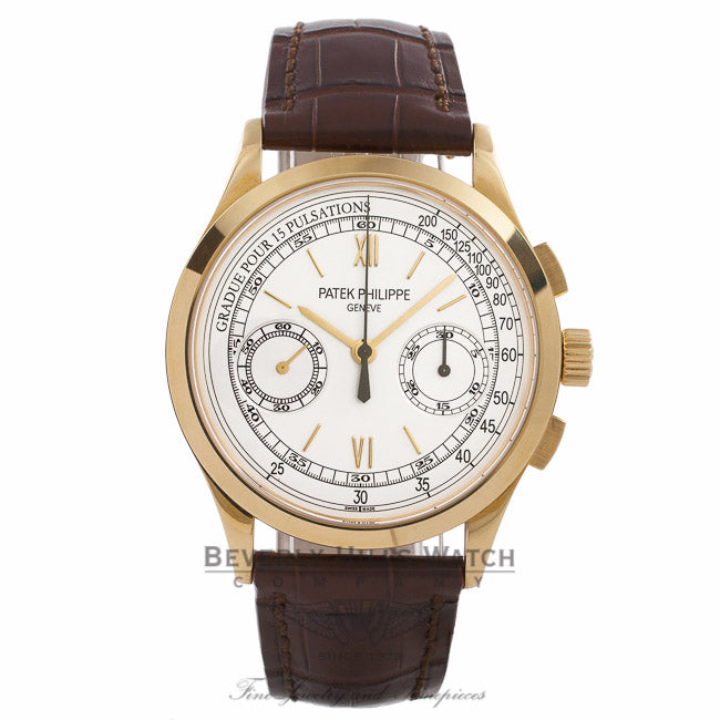 Patek Philippe 5170J-001 Yellow Gold Chronograph Manual Wind Opaline White Dial 39mm Watch Beverly Hills Watch Company Watch Store