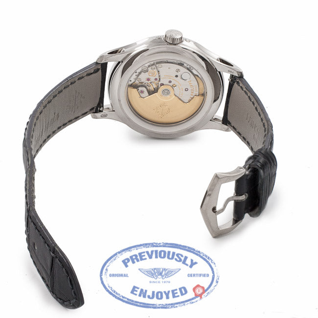 Patek Philippe Annual Calendar Grey Dial 18K White Gold Black Leather Strap 5205G PUVR4V - Beverly Hills Watch Store