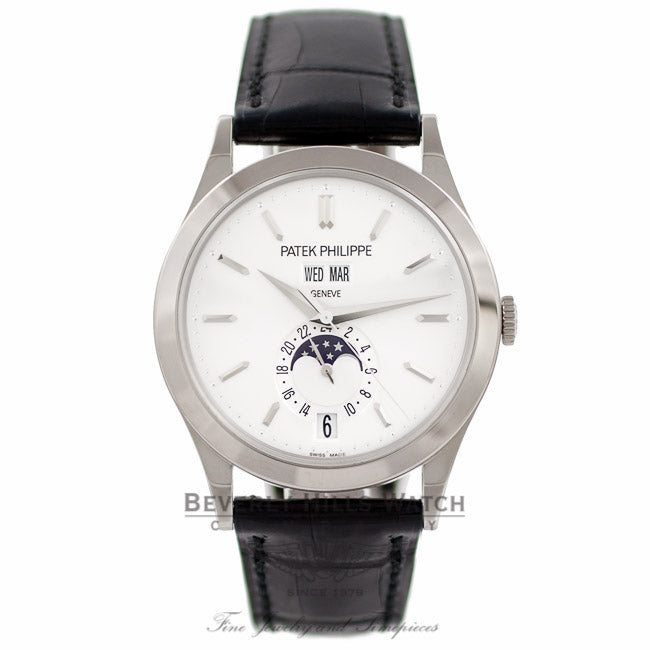 Patek Philippe Complication GMT Moonphase 18k White Gold 38MM Silver Dial 5396G-011 TDUV43 - Beverly Hills Watch Company Watch Store
