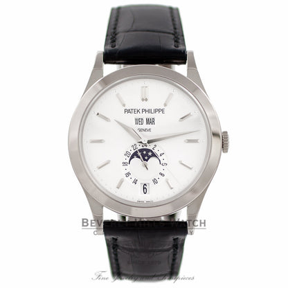 Patek Philippe Complication GMT Moonphase 18k White Gold 38MM Silver Dial 5396G-011 TDUV43 - Beverly Hills Watch Company Watch Store