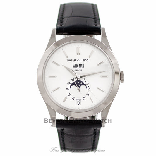 Patek Philippe Complication GMT Moonphase 18k White Gold 38MM Silver Dial 5396G-011 TDUV43 - Beverly Hills Watch Company Watch Store