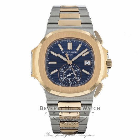 Patek Philippe 18k Rose Gold Stainless Steel Nautilus Chronograph Watch 5980/1AR-001 UPZNUX - Beverly Hills Watch Company