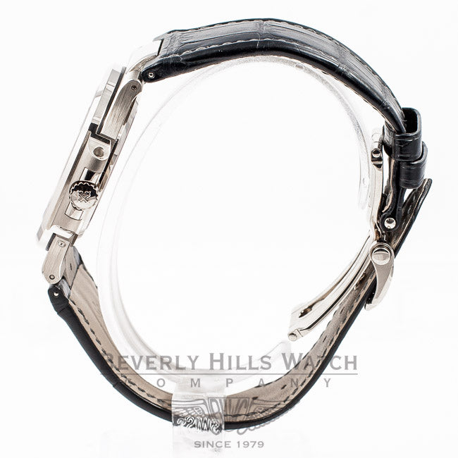 Patek Philippe Nautilus 5712 18K White Gold Case Slate Dial Moonphase Power Reserve Leather Strap Watch 5712G-001 Beverly Hills Luxury Watch Store