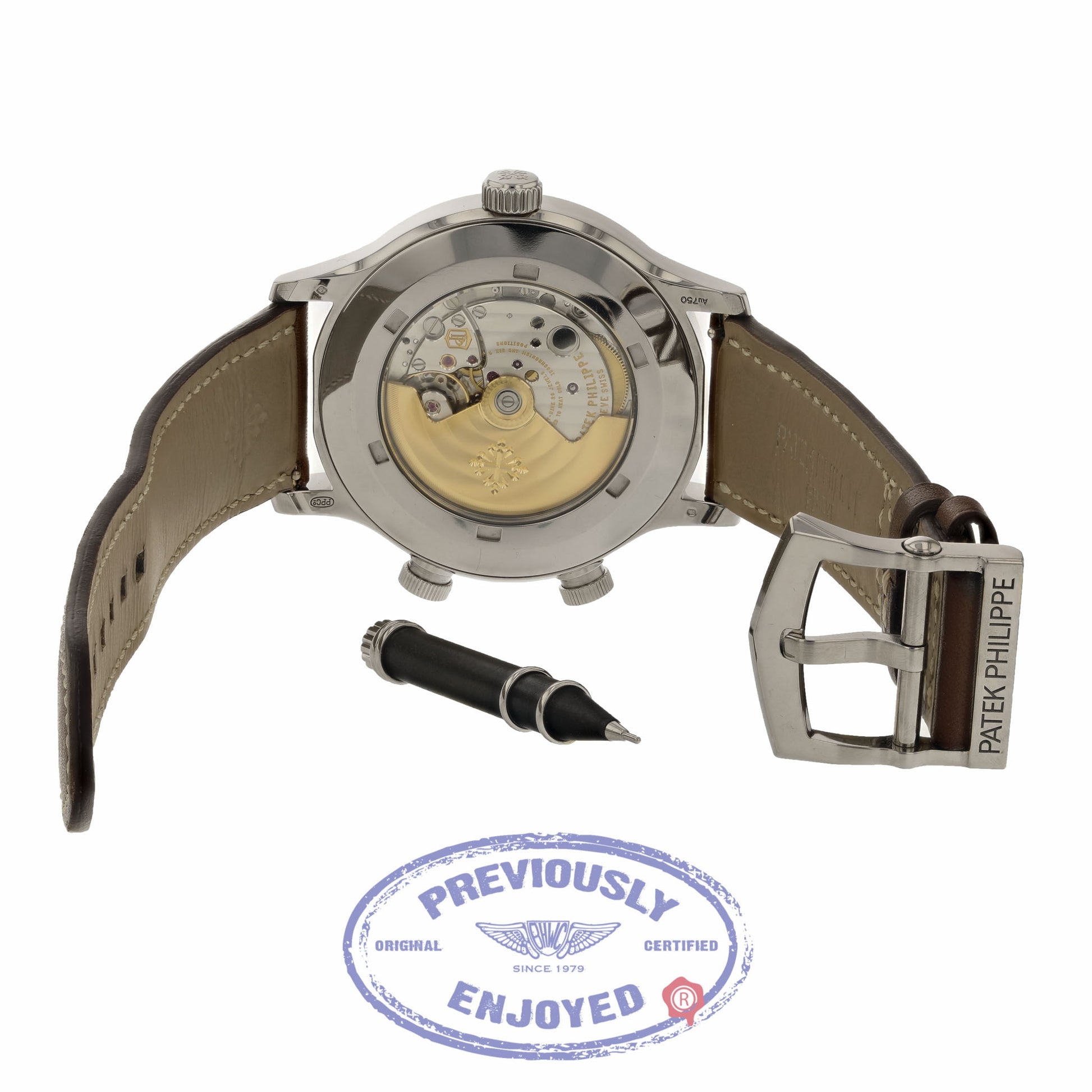 Patek Philippe 42mm Calatrava Pilot Travel Time Blue Dial Automatic 5524G-001 TXCD4L - Beverly Hills Watch Company