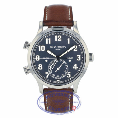 Patek Philippe 42mm Calatrava Pilot Travel Time Blue Dial Automatic 5524G-001 TXCD4L - Beverly Hills Watch Company