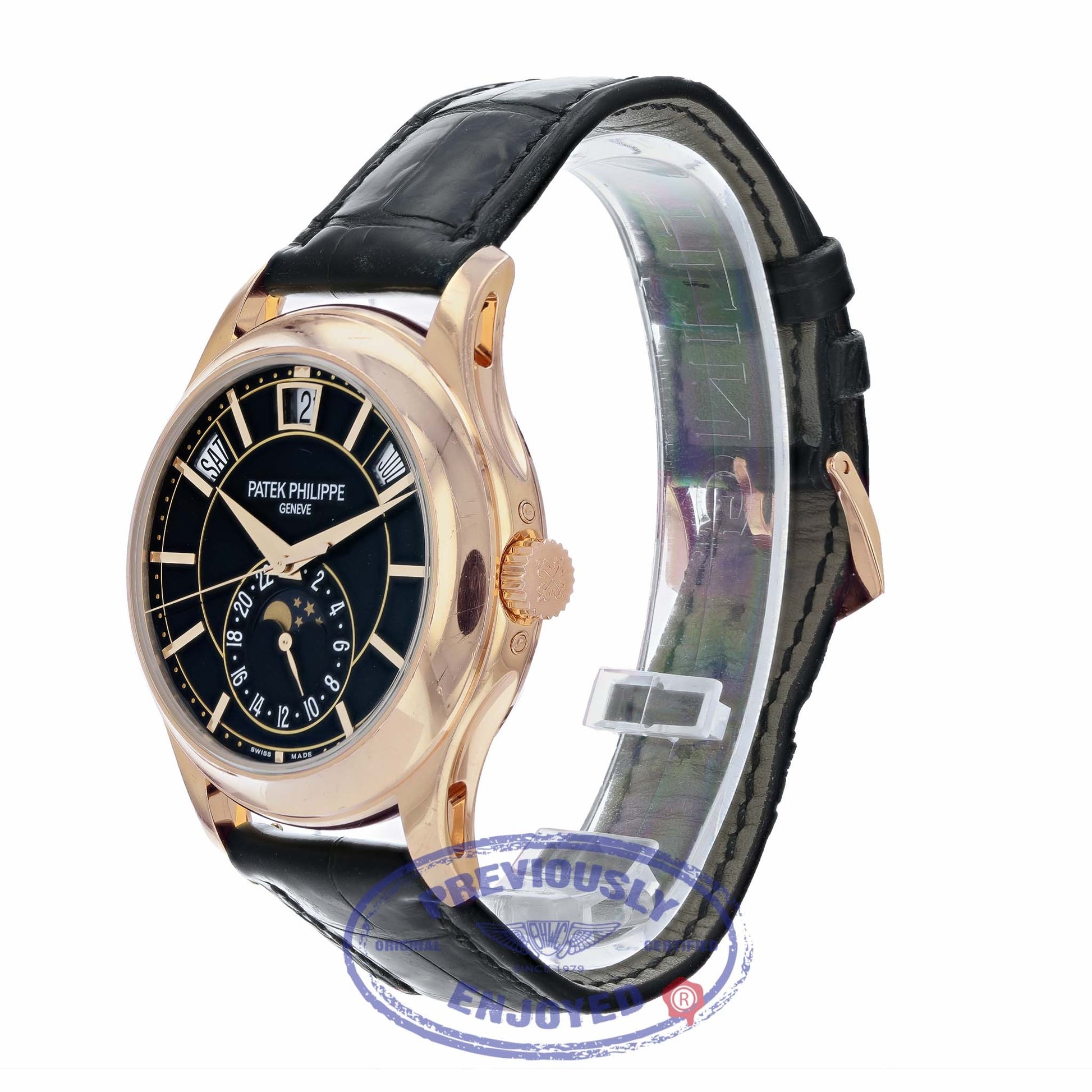 Patek Philippe Annual Calendar 40.2mm Rose Gold Black Dial 5205R-010 XJRV28 - Beverly Hills Watch