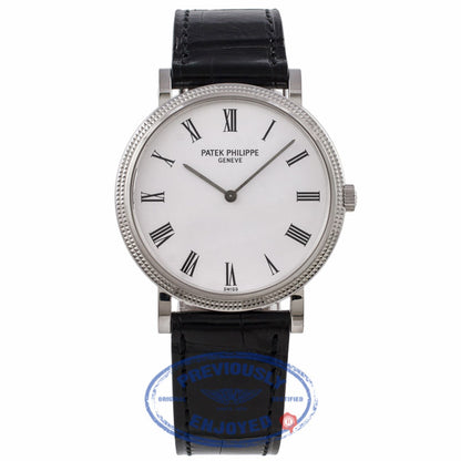 Patek Philippe Calatrava 35MM 18k White Gold White Dial Black Alligator Strap 5120G-001 LAYTON - Beverly Hills Watch Company Watch Store