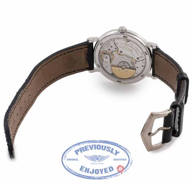 Patek Philippe Calatrava 35MM 18k White Gold White Dial Black Alligator Strap 5120G-001 LAYTON - Beverly Hills Watch Company Watch Store