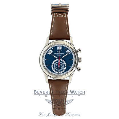 Patek Philippe White Gold Annual Calendar Chronograph Blue Dial 40.5mm 5960/01g-001 1AQVF6 - Beverly hills Watch Company