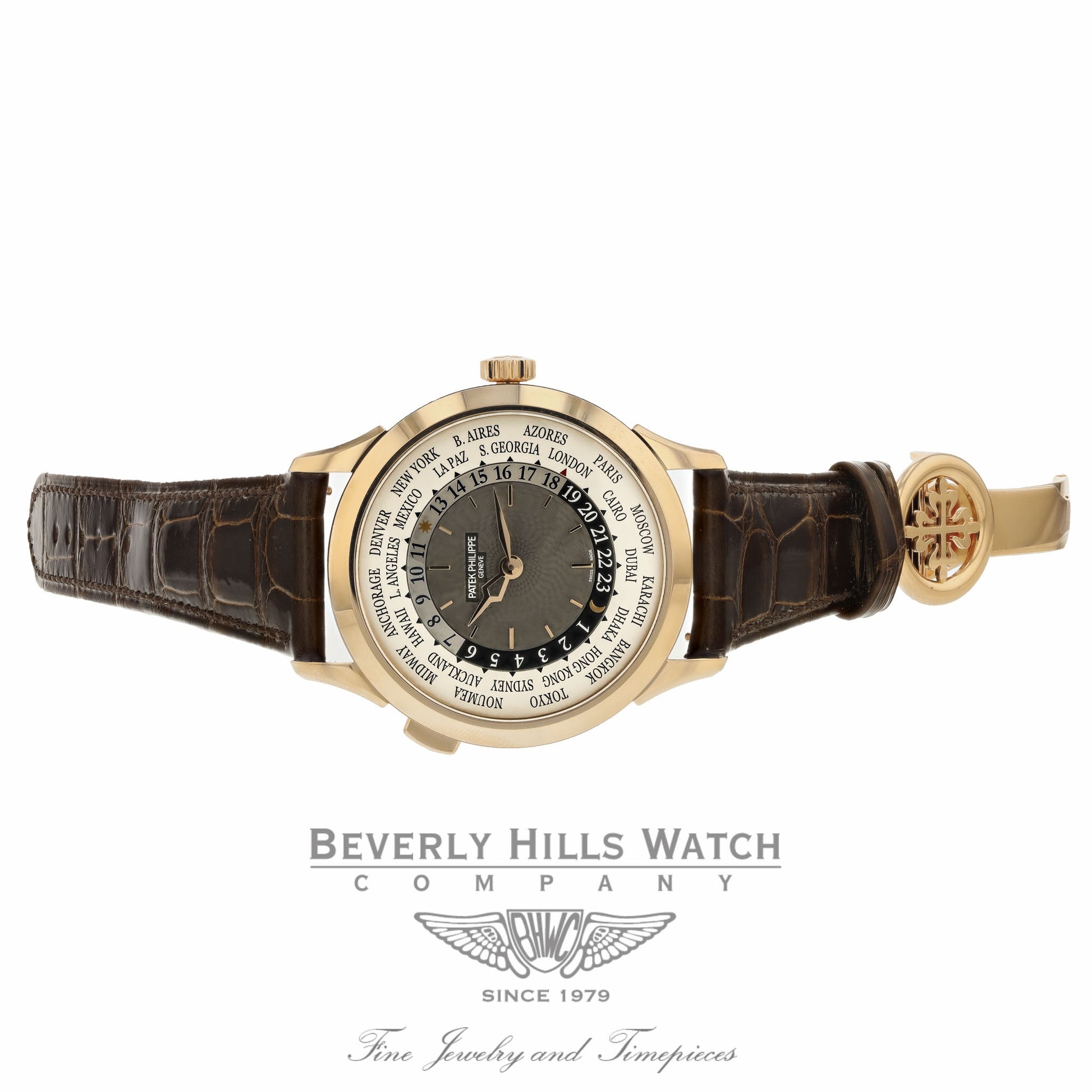 Patek Philippe World Time Rose Gold Slate Grey Dial 5230R-001 QNV9FH - Beverly Hills Watch Company