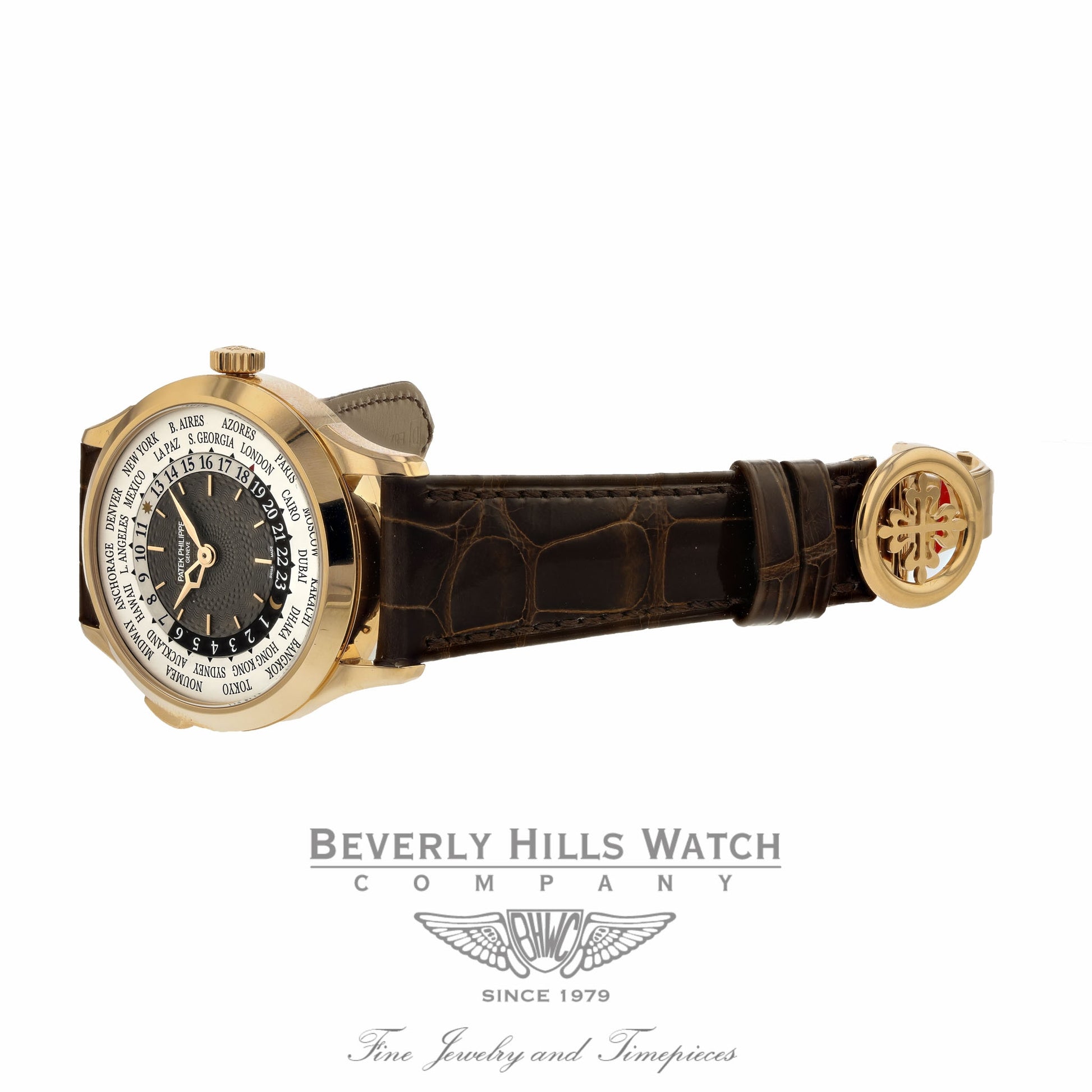 Patek Philippe World Time Rose Gold Slate Grey Dial 5230R-001 QNV9FH - Beverly Hills Watch Company