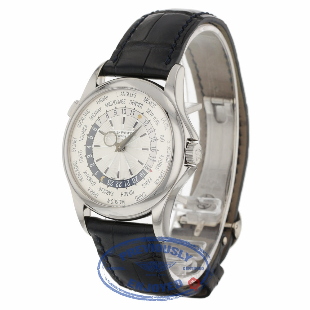 Patek Philippe 39.5mm Complications World Time 18k White Gold 5130G-019 QJ4VJ2 - Beverly Hills Watch