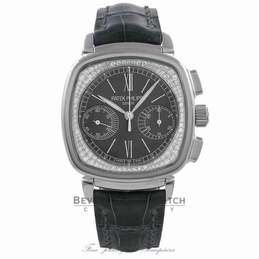 Patek Philippe Complications 18k White Gold Pale Grey Dial Alligator Strap 7071G-010 ZU3Q6U - Beverly Hills Watch Company Watch Store