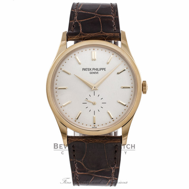 Patek Philippe Calatrava 37MM 18k Yellow Gold Silver Dial Alligator Strap 5196J-001 DQHNC3 - Beverly Hills Watch Company Watch Store