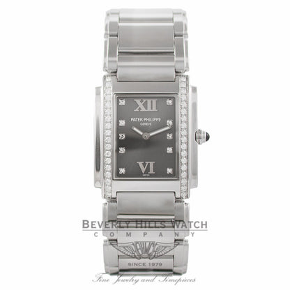 Patek Philippe Twenty-4 Stainless Steel Grey Dial Diamond Markings 4910/10A-011 VJI35T - Beverly Hills Watch Company Watch Store