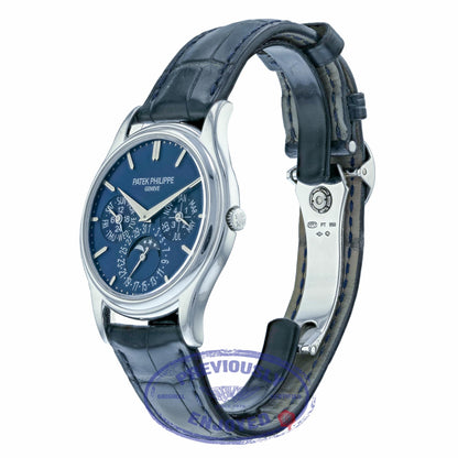 Patek Philippe Grand Complications Perpetual 37mm Platinum Blue Dial 5140P-001 MXD9JF - Beverly Hills Watch Company