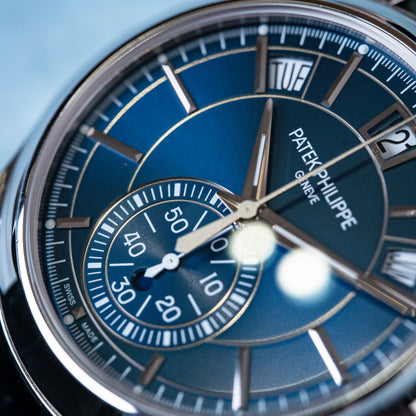 Patek Philippe Annual Chronograph Platinum 42mm Blue Dial 5905P-001 - Beverly Hills Watch Company