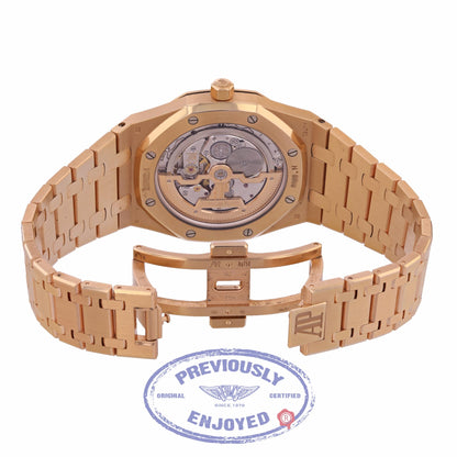 Audemars Piguet Royal Oak 39MM Ultra Thin Rose Gold Blue Dial 15202OR.OO.1240OR.01 - Beverly Hills Watch