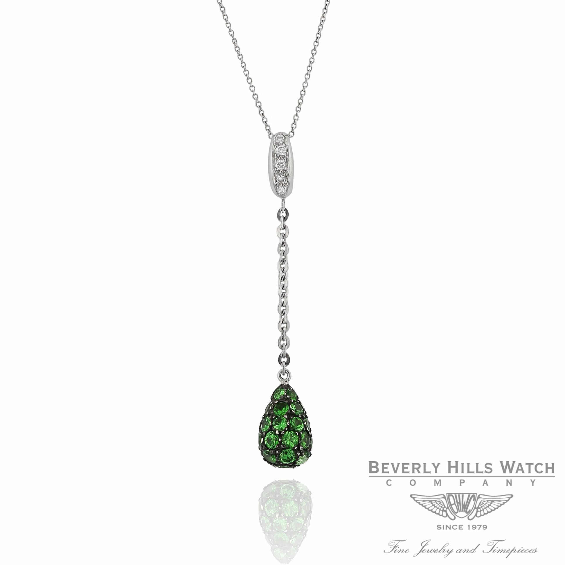 Pendant in 18k White Gold and Tsavorites PDW5204DZ.TVR 1347 - Beverly Hills Watch Company