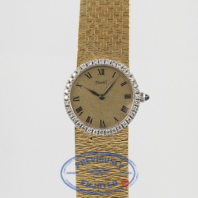 Piaget Gold Mesh Bracelet Diamond Bezel Ladies Vintage Watch Beverly Hills Watch Company Watch Store