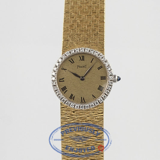 Piaget Gold Mesh Bracelet Diamond Bezel Ladies Vintage Watch Beverly Hills Watch Company Watch Store