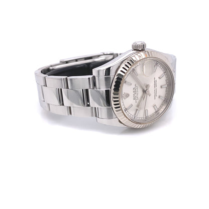Rolex Datejust 31mm White Gold Fluted Bezel Silver Dial Index 178274 PLZUPH - Beverly Hills Watch Company