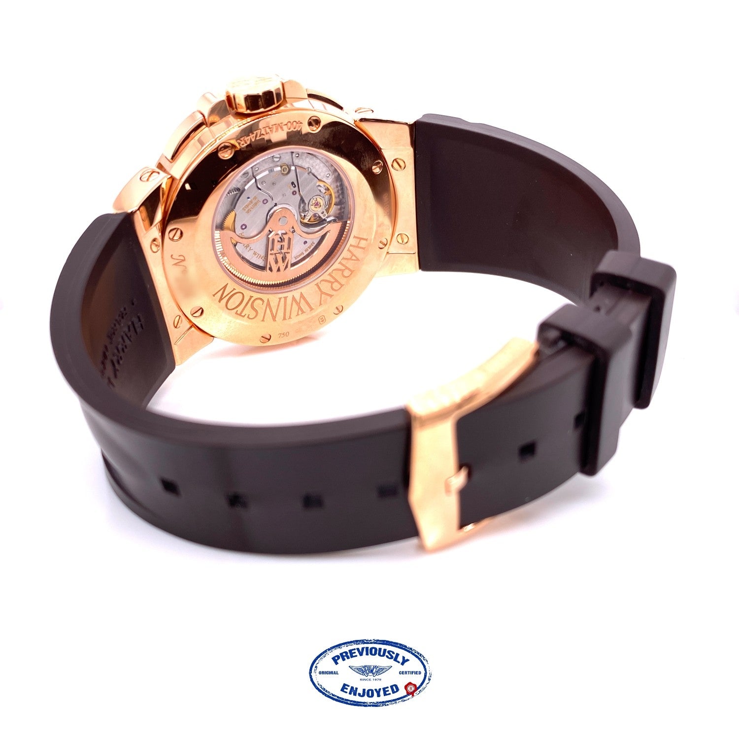 Harry Winston 44mm Ocean Dual Time Rose Gold Watch OCEATZ44RR001 PNFH1K - Beverly Hills Watch Company