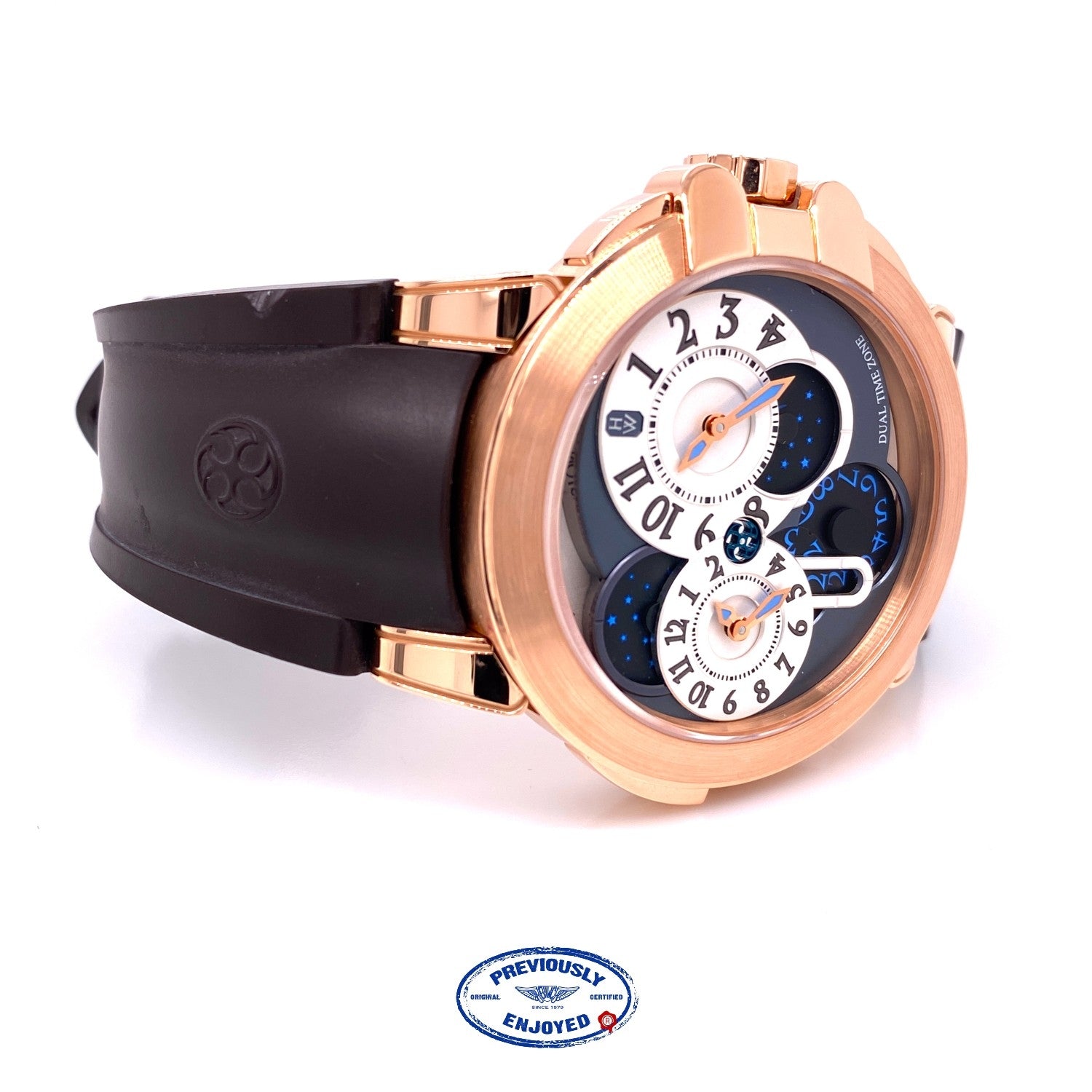 Harry Winston 44mm Ocean Dual Time Rose Gold Watch OCEATZ44RR001 PNFH1K - Beverly Hills Watch Company